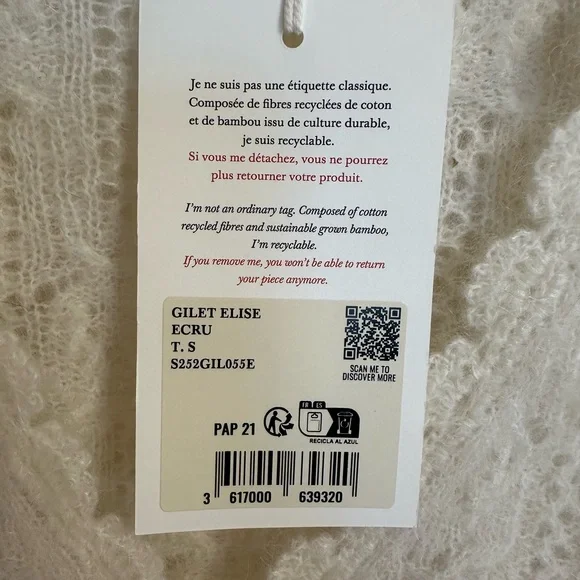 Sezane Elise Cream Cardigan in Size S - NWT - Picture 7 of 7